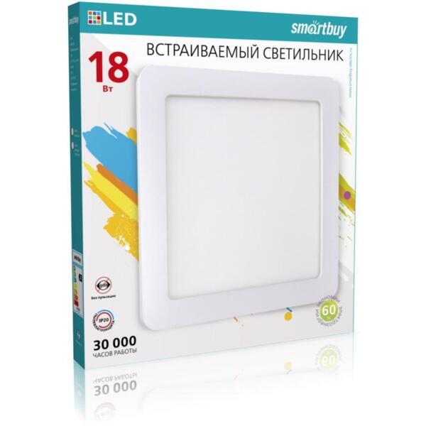 Фото Светильник светодиодный smartbuy 18вт 220в 6500к 1440лм 220мм ip20 sbl-dlsq-18-65k