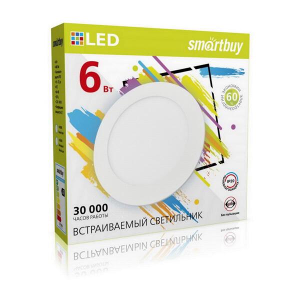 Фото Светильник светодиодный smartbuy 6вт 220в 6500к 6500лм 118мм ip20 sbl-dl-6-65k