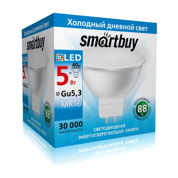 Фото Лампа светодиодная smartbuy led sbl-gu5_3-05-60k-n gu5.3 дисковая 5вт 6000к
