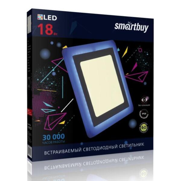 Фото Светильник светодиодный smartbuy 18вт 220в 2к 1440лм 245мм ip20 sblsq-dlb-18-3k-b