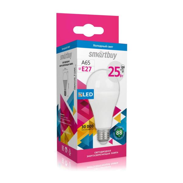Фото Лампа светодиодная smartbuy led sbl-a65-25-60k-e27 e27 груша 25вт 6000к