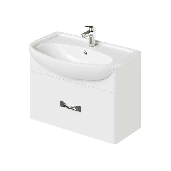 Фото Тумба с раковиной подвесная итана анкона 75 750х440х520 (белый глянец)