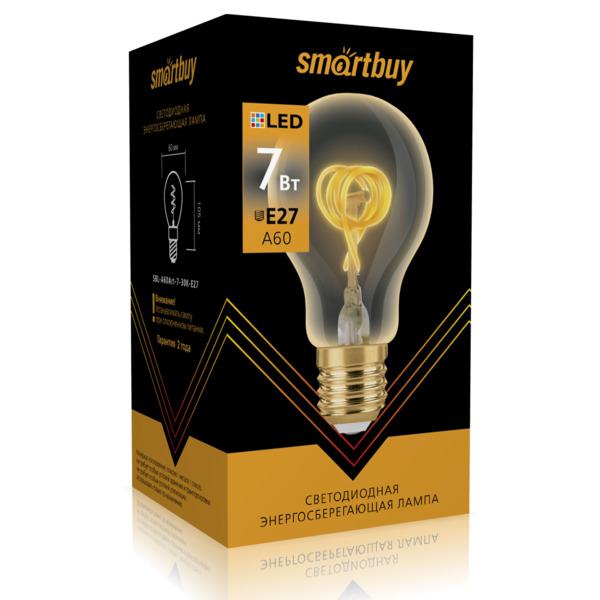 Фото Лампа светодиодная smartbuy led sbl-a60art-7-30k-e27 е27 груша 7вт 3000к