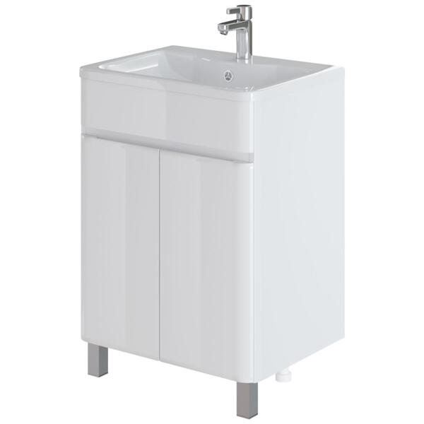 Фото Тумба с раковиной напольная итана roberto 60 600х455х850 (белый глянец)