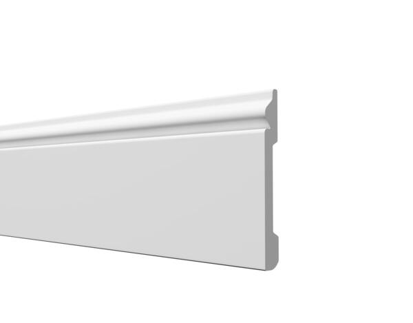 Фото Плинтус дюрополимер 120 мм плинтус под покраску, напольный, из полистирола высокой плотности decor-d