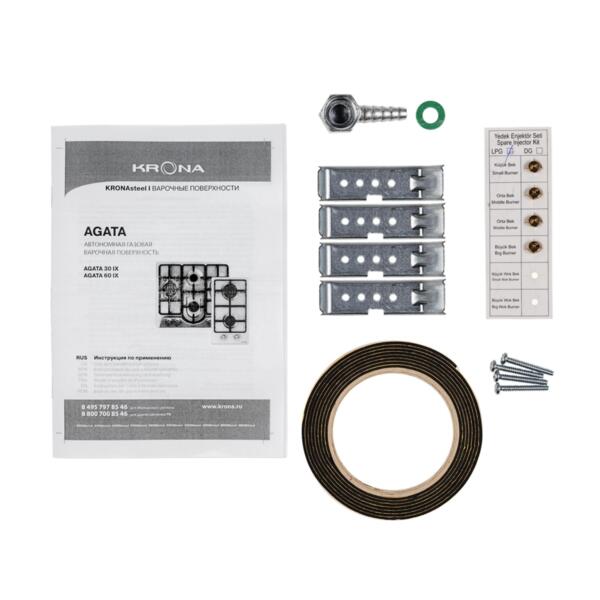 поверхность варочная газовая agata 60 ix krona независимая ка-00000925