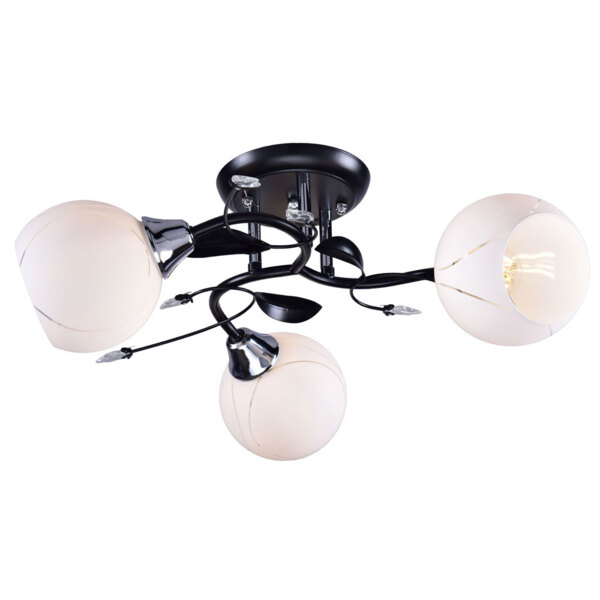 Фото Люстра потолочная россвет рс20748 bk+cr/3c е27 3x60вт ip20