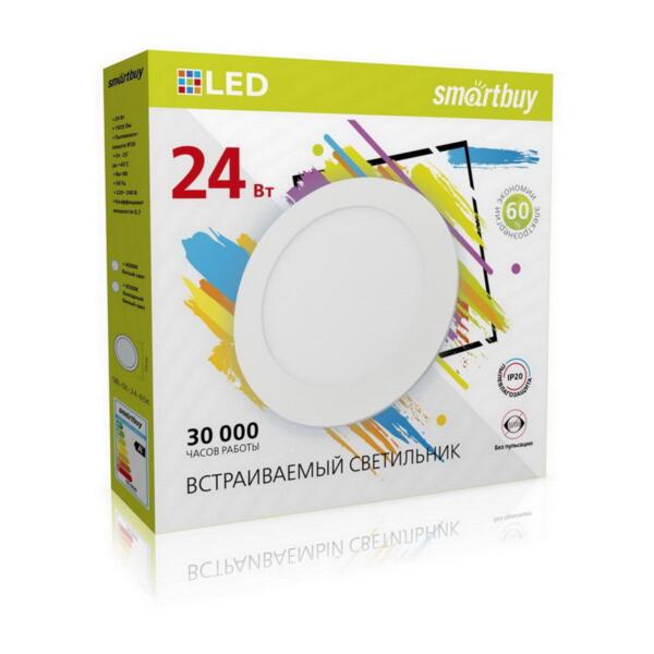 Фото Светильник светодиодный smartbuy 12вт 220в 24к 1920лм 300мм ip20 sbl-dl-24-65k