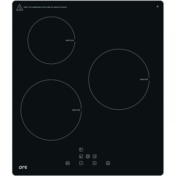 панель варочная черная индукционная ore i45, 3 конфорки, стеклокерамика