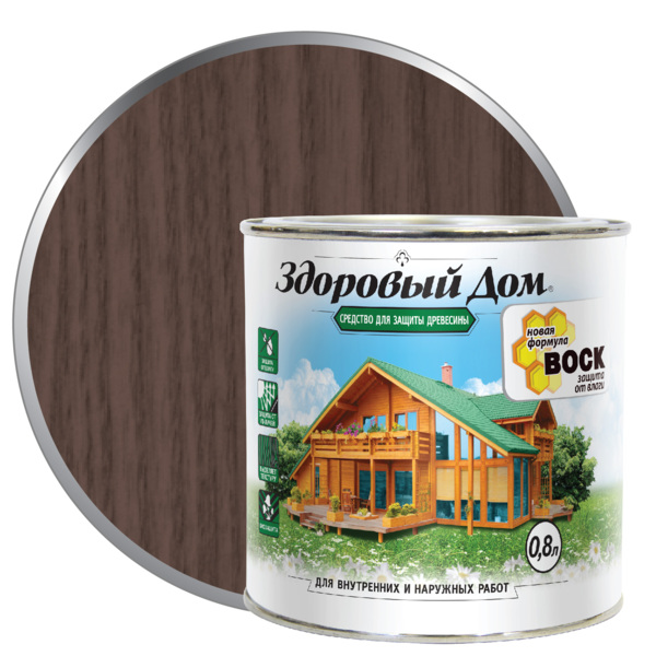 Фото Деревозащитное средство здоровый дом 0,8л палисандр