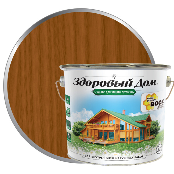 Фото Деревозащитное средство здоровый дом 3,0л орех