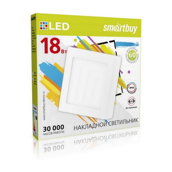 Фото Светильник светодиодный smartbuy 18вт 220в 4000к 1440лм 210мм ip20 sbl-sqsdl-18-4k