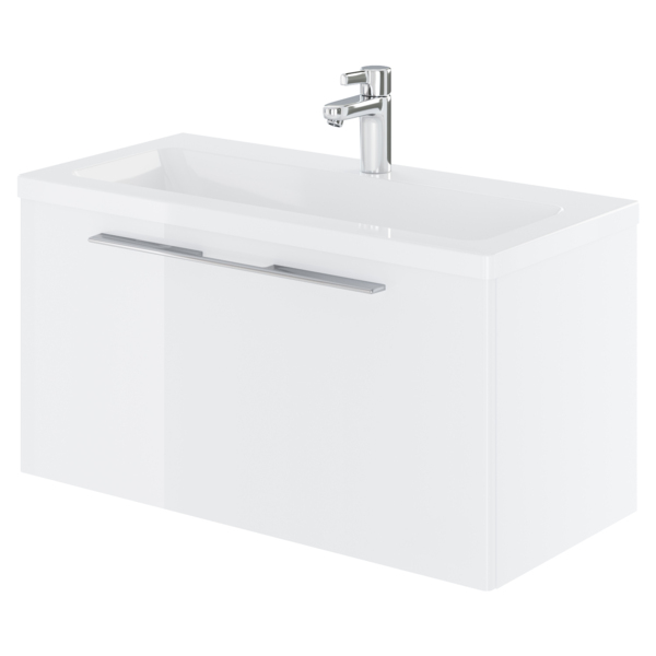 Фото Тумба под раковину итана magic 80 795х373х400 подвесная, белый глянец