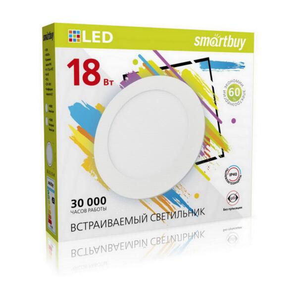 Фото Светильник светодиодный smartbuy 18вт 220в 4000к 1440лм 220мм ip20 sbl-dl-18-4k