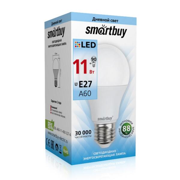 Фото Лампа светодиодная smartbuy led sbl-a60-11-40k-e27-a е27 груша 11вт 4000к