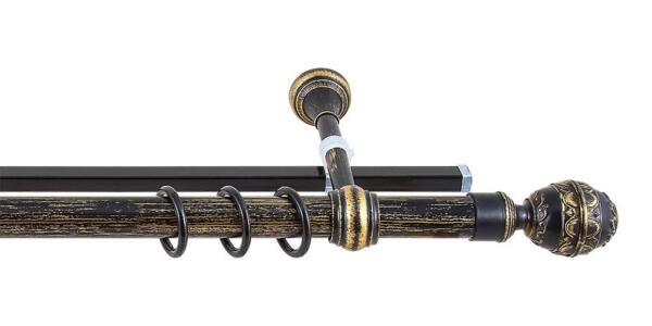 Фото Карниз валанс + u-шина черное золото/патина 3,0м