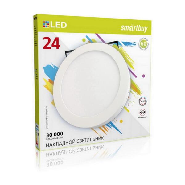 Фото Светильник светодиодный smartbuy 24вт 220в 6500к 1920лм 280мм ip20 sbl-rsdl-24-4k