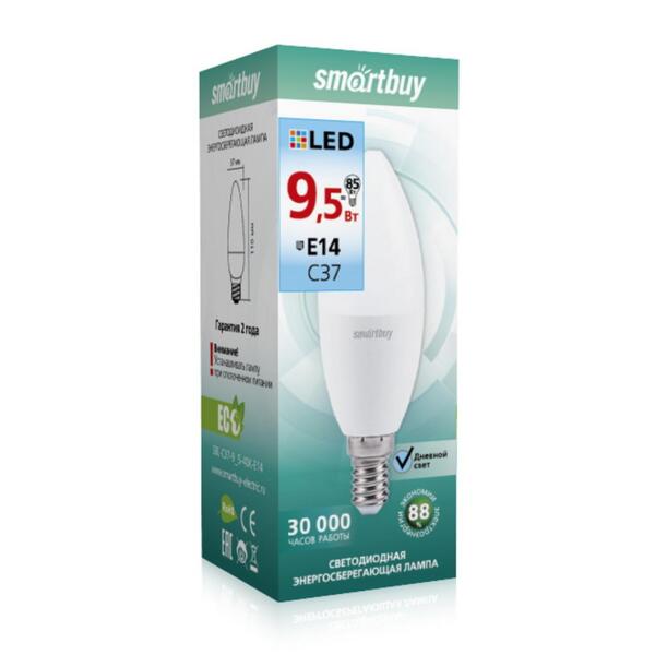 Фото Лампа светодиодная smartbuy led sbl-c37-9_5-40k-e14 е14 свеча 9.5вт 4000к