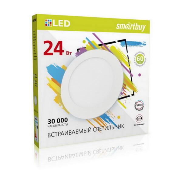 Фото Светильник светодиодный smartbuy 24вт 220в 4000к 1920лм 300мм ip20 sbl-dl-24-4k