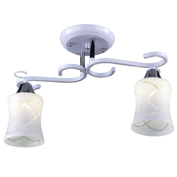 Фото Люстра потолочная россвет рс20666 wt+cr/2c е27 2x60вт ip20