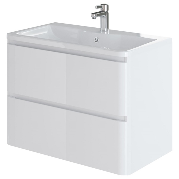 Фото Тумба с раковиной подвесная итана roberto 80 795х456х606 (белый глянец)