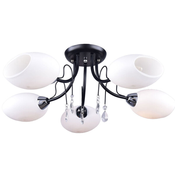 Фото Люстра потолочная россвет паслен рс20507 bk+cr/5c е27 5x60вт ip20