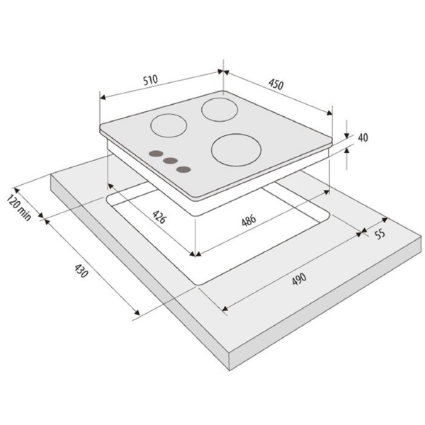 поверхность встраиваемая газовая варочная krona tordo 45 ix