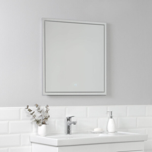 Фото Зеркало для ванной комнаты с подсветкой итана line 600х32х600, прямоугольное