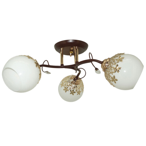 Фото Люстра потолочная россвет рс20681 brn+fg/3c е27 3x60вт ip20