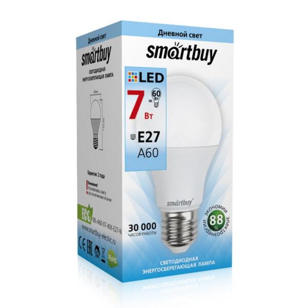 Фото Лампа светодиодная smartbuy smartbuy sbl-a60-07-40k-e27-n е27 груша 7вт 40к