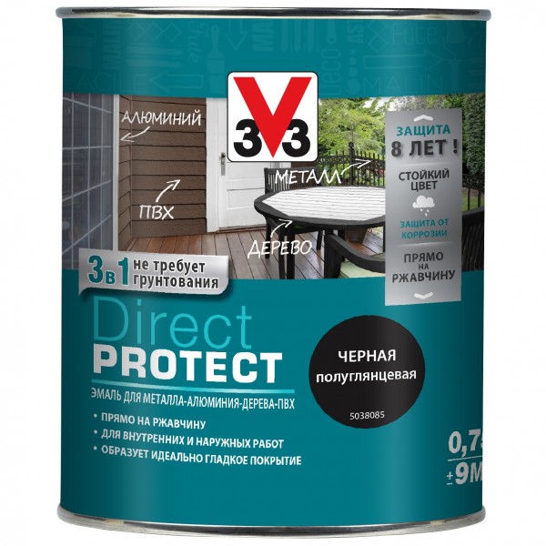 

эмаль direct protect v33 черная, 0.75л