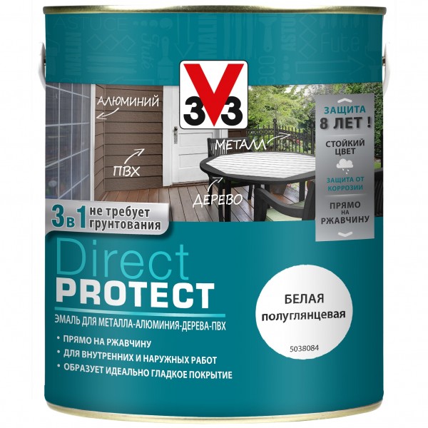 

эмаль direct protect v33 белая, 2.5л